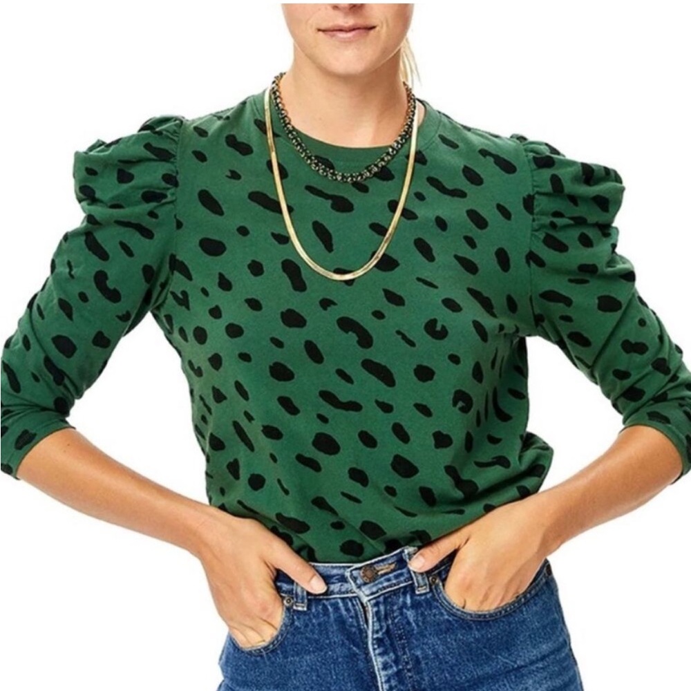 Clare V NWT Le Puff Longsleeve Tee Evergreen Jaguar XXL
